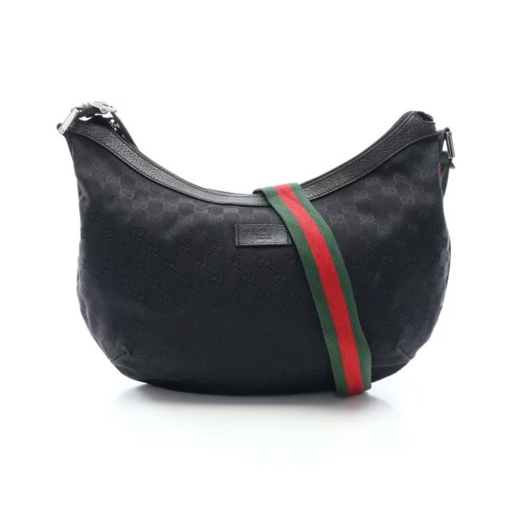 Gucci GG Canvas Sherry Shoulder Bag Leather Black
